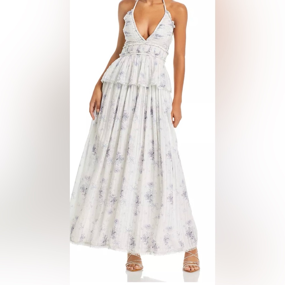 LoveShackFancy White and Blue Maxi Dress